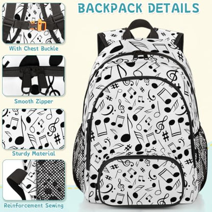 Black And White Music Laptop Backpack for Women Men, Musical Notes Work Travel Computer Backpacks, 18.3 Inch Large Computer Nurse Teacher Bags Casual Daypack - color: Multicolor 16