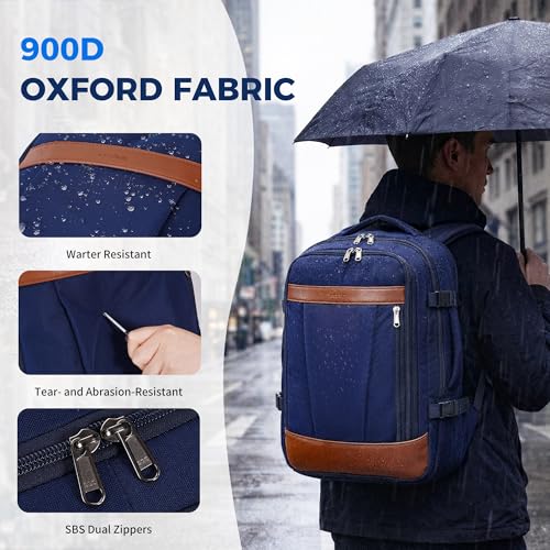 ECOHUB 19" Travel Backpack for Men Women 30L Large Carry-On Backpack with 17.3 In Laptop Compartment,Blue - color: Blue