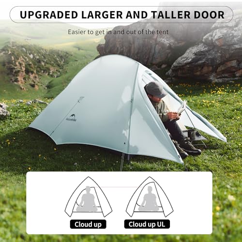 Naturehike Cloud Up 1 Person Tent, Lightweight Backpacking Tents for One Man, Waterproof Ultralight One Person Tent for Camping Hiking Backpacking - color: Light Gray