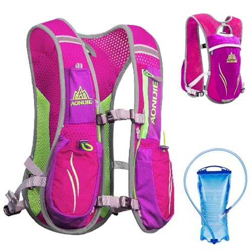 YAPJEB Running Hydration Vest Lightweight Water Pack for Men Women 5L 5.5L Backpack for Marathon Trail Race Hiking Cycling Camping Jogging - color: 01 Red(5.5L) - with 1.5L Water Bladder