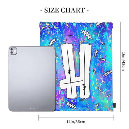 Drawstring Backpack Bag Sport Gym Sackpack Initial Blue Draw String Cinch Bags Bulk String Backpack Storage Bag for Women Men Letters H - color: Letters H