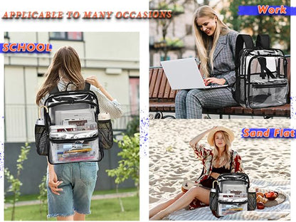 Clear Backpack,15 '' Clear Backpacks for School Heavy Duty PVC See Through Bag Waterproof Bookbag for Girls & Boys, 2 Pack - color: Clear Black-2pack