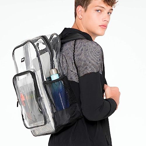 J.CARP Clear Bag Heavy Duty Backpack Durable Transparent See Through Bag - color: Large, Black
