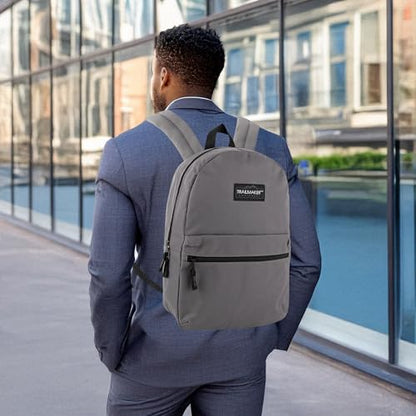 Trail maker Classic 17 inch Backpacks with Adjustable Padded Straps | School Backpacks for Girls, Boys (Grey) - color: Grey