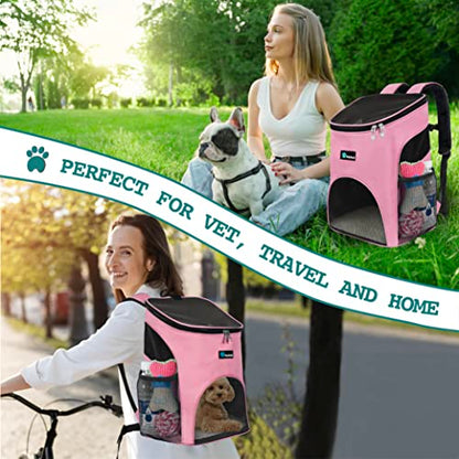 PetAmi Cat Backpack Carrier, Airline Approved Pet Carrier Backpack for Small Dogs and Large Cats, Soft Sided Collapsible Ventilated with Sherpa Bed for Hiking Travel, Max 18 lbs, Pink - color: Pink