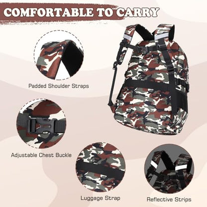 Camo Backpack for Boys, Tactical Boys Backpack with Lunch Box Pencil Case, Kids Backpacks with USB Charging Port, Military Army School Bookbag for Teen Boy Elementary Middle High School Camp - color: Brown-green