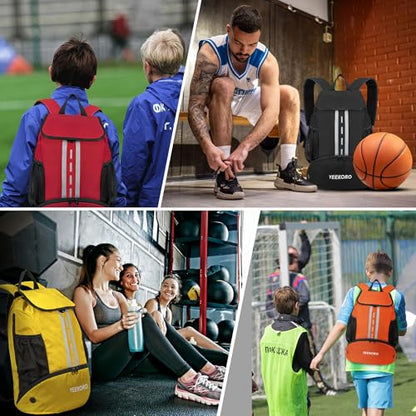 Soccer Backpack Multifunctional Sport Gym Bags with Dry-wet Separate & Shoe Compartment for Basketball Volleyball - color: Basic Model-Blue