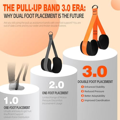 2 in 1 18PCS Heavy Resistance Bands & Assisted Pull Up Bands Combo – 300LBS/225LBS with Non-Slip Handles, Ankle Straps, Door Anchor, Adjustable Bands & Foot Pedals for Strength Training