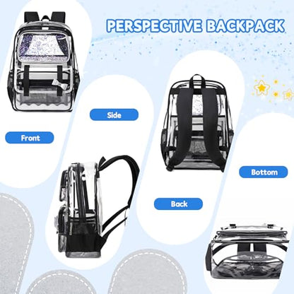 Clear Backpack for Girls,Transparent Backpack See Through Backpacks Stadium Event,Heavy Duty Clear Bookbag for School Black - color: Shiny Black