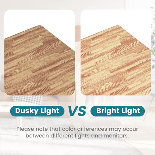 Happygrill 96 Sq. Ft. Interlocking Foam Floor Tiles, 24 PCS 2/5 Thick Wood Grain EVA Foam Mat w/48 Borders, 24” x 24” Puzzle Exercise Mat Gym Flooring for Home Gym Apartment Basement Play Room Yoga