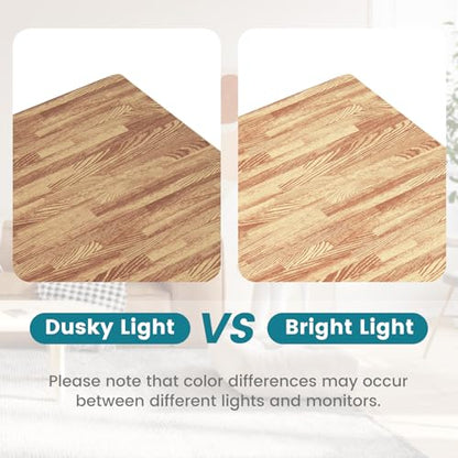 Happygrill 96 Sq. Ft. Interlocking Foam Floor Tiles, 24 PCS 2/5 Thick Wood Grain EVA Foam Mat w/48 Borders, 24” x 24” Puzzle Exercise Mat Gym Flooring for Home Gym Apartment Basement Play Room Yoga