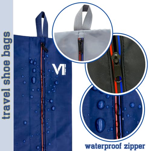 Shoe Bags for Travel with Waterproof Zipper-Durable Polyester Material Shoe Pouch - Large Size Gym Cleat Bag Smell Dust Proof Unisex/Lightweight 6-pack Set