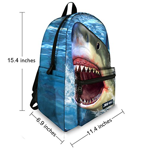 Boys Backpack - 3D Animal Face Shark Backpack for School - color: Shark Ocean