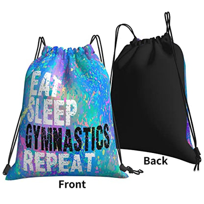 Drawstring Backpack Gym String Bag Sports Drawstring Sackpack For Women Men - color: Eat Sleep Gymnastics Repeat
