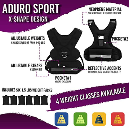 "Aduro Sport Adjustable Weighted Vest Workout Equipment, 4-10lbs/11-20lbs/20-32lbs/26-46lbs Body Weight Vest for Men, Women, Kids" - style: 11-20 Pounds (4.98KG-9.07KG)
