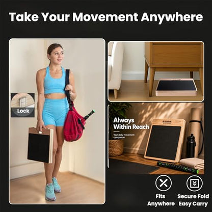 17″ Wide, Premium Portable Wooden Slant Board, Thicker Bottom, Squats & Calf Stretching – Professional Adjustable Calf Stretcher Slant Board, Exercise Guide & Bonus Muscle Roller, Physical Therapy - color: Natural, size: 14x17 Inch