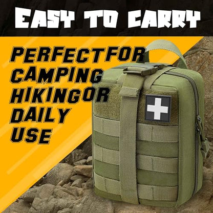 1000D Molle Ifak Pouch Rip Away, Tactical Tear Away Medical Pouch Empty, Military First Aid Pouch Bag Only for Camping Hiking Travel - color: Army Green
