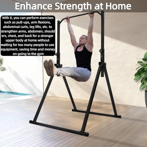 Foldable Pull Up Bar Free Standing Pull Up Dip Station Height Adjustable Pull Up Station for Home Power Tower Workout Pull Up Bar Station