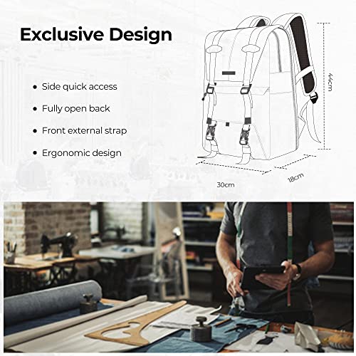 K&F CONCEPT Camera Backpack, Camera Bags for Photographers Dslr Cameras Compatible for Canon Nikon Sony DJI Mavic Drone, 20L Large Capacity Bag Cover 15.6 Inch Laptop Camera Cases with Raincover - color: 01-grey