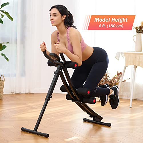 ZELUS Ab Machine for Home Gym, Core Strength Training Equipment for Home Fitness, Ab Crunch Coaster with 4 Intensities and Digital Display, Foldable Core Trainer for Abdominal - style: Ab Machine