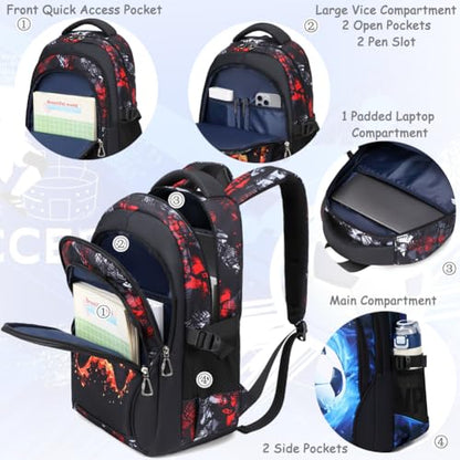 Meisohua Backpack for Boys Elementary Middle School Bags for Boy Kids Bookbags Teenager Casual Daypack Water Resistant Game Backpack - color: Black Game Backpack