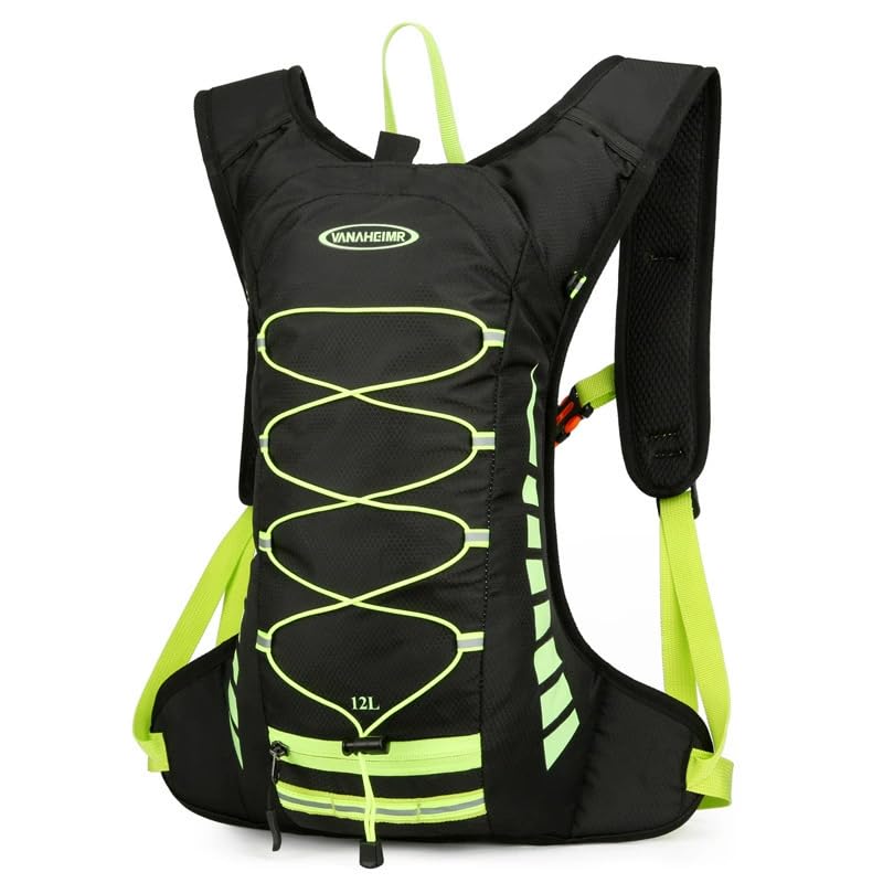 1PC Hydration Backpack Lightweight Hiking Cycling Daypack - color: Black and Green