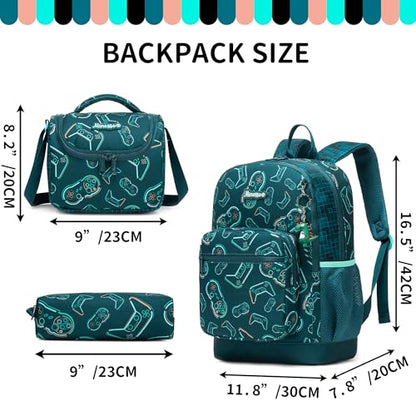 Kids Backpack Boys School Backpack for Kids Ages 6–12,Lightweight Elementary Bookbag for Boys Gamer Bookbag for Daily School Use - color: Black Gamer