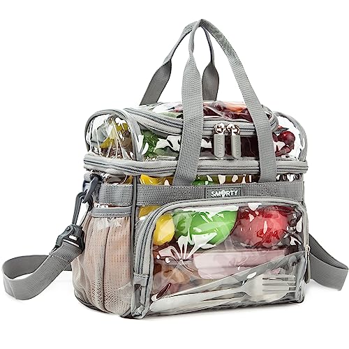 J.CARP Clear Bag Heavy Duty Backpack Durable Transparent See Through Bag - color: Lunch Bag Medium, Grey