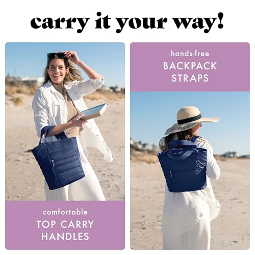 Fit & Fresh Mari Insulated Soft Backpack Cooler Tote, 12-Can Capacity - color: Midnight Blue