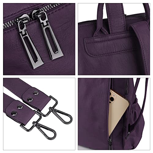 Uromee Travel Backpack Purse for Women Vegan Leather Ladies Fashion Tassel Shoulder Bag Convertible - color: 0243 Dark Purple