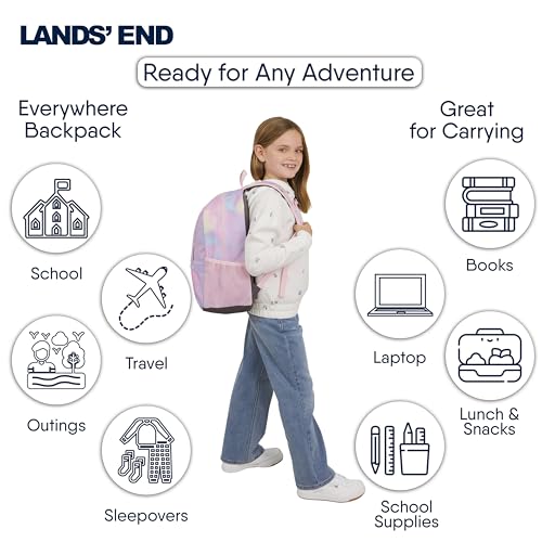 Lands' End Unisex Kids Medium ClassMate Lightweight Durable Elementary School Backpack, Desert Rose - color: Desert Rose