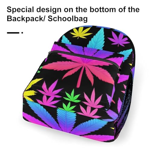 Men Women Casual Large Backpack, Cool Trippy Weed Neon Tie Dye Bookbag Lightweight Computer Bags Travel Hiking Daypack for Office College - color: Color(530)