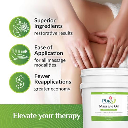 Herbal Therapy 5 Gallon Massage Oil, Aloe Vera, Professional, Massage Therapy, Deep Tissue, Unscented, Hypoallergenic, Natural Ingredients, Skin Hydrating, Moisturizing, Muscle Relief - size: 5 Gallon