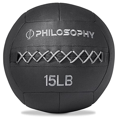 Philosophy Gym Wall Ball - Soft Shell Weighted Medicine Ball with Non-Slip Grip - style: 15 LB