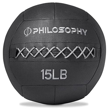 Philosophy Gym Wall Ball - Soft Shell Weighted Medicine Ball with Non-Slip Grip - style: 15 LB