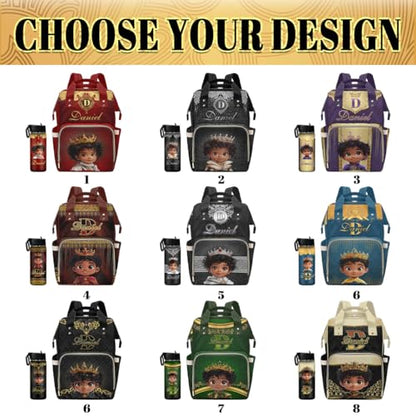 Newcos Custom Name Boy Baby Bags, Personalized Diaper Bag Backpack for Baby Mom, Customized Mommy Bag with Name Water Bottle for Newborn Women Baby Birthday Christmas Travel Tote Bag Birthday Brown - color: Patten 12