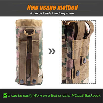 Upgraded Tactical Drawstring Molle Water Bottle Holder Tactical Pouches - color: NEW-2P Water Pouch