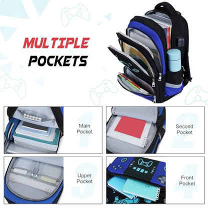 Bevalsa Backpack for School Boys, Cool Luminous Gamer Boys Schoolbag with Sling Bag,Lunch Box & Pencil Case for Kids Children Teens Elementary Middle School(Blue Astronaut Backpack with Shoulder Bag) - color: Blue Astronaut, style: Backpack With Shoulder
