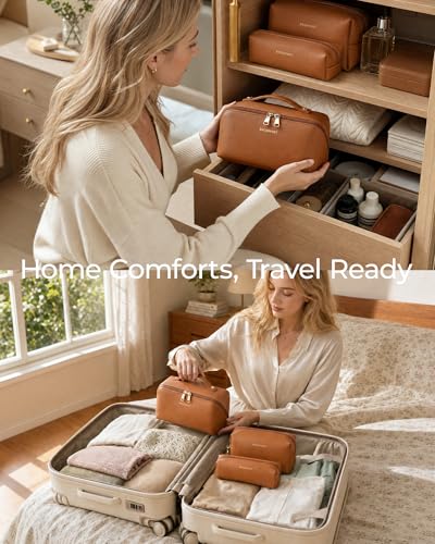 BAGSMART Makeup Bag Travel 3 Pcs Set Cosmetic Bag,Toiletry Bag,Cream Beige - color: 38-Cream Beige