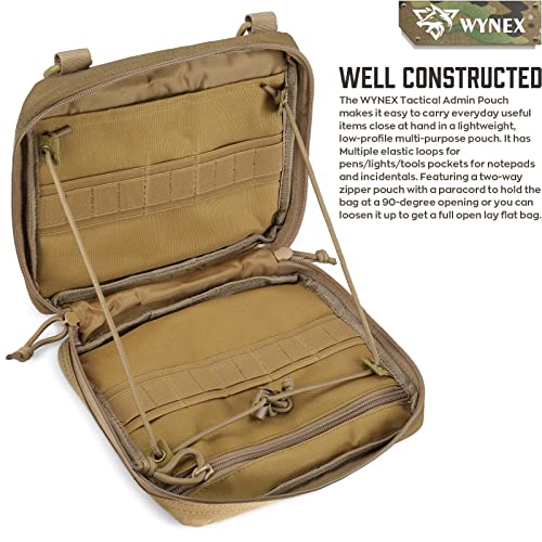 WYNEX Tactical Admin Molle Pouch, Medical EDC EMT Utility Bag Shell Design Attachment Pouches 1000D Nylon Hiking Belt Bags - color: Khaki