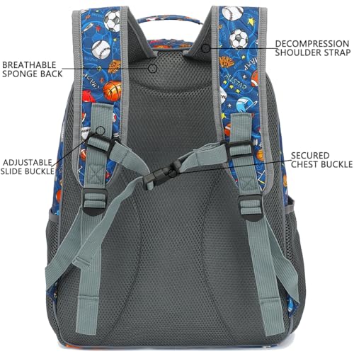 FlowFly Kids Backpack for Toddler Boys Girls, Simple Lightweight Bookbag for Daycare Kindergarten Elementary School Travel, Small Modern Bag (Large), Football - color: Football, style: Kids Large: 17l