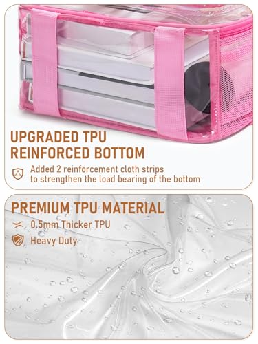 Clear Backpack Heavy Duty for Women Men Boys Girls, Large Clear Bookbag See Through Backpack for School College - color: 13-7#pink+pouch