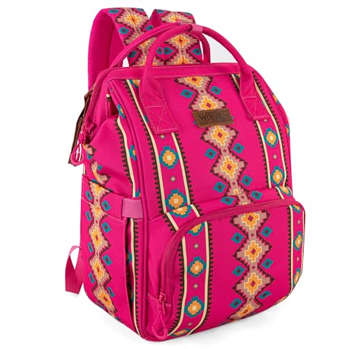 Wrangler Aztec Backpack Organized Daypack Travel Baby Bag with Stroller Strap and Side Bottle Pockets WG2204-9110HPK - color: Angel Hot Pink