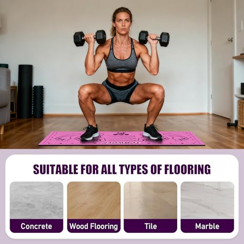 31.5'' X 13.8'' Non-Slip Squat Mat with Foot Position, Pro-Grade Exercise Mat Great for Squats, Leg and Lunges, Improving Muscle Activation, Versatility and Safety, Ideal for Home Fitness Enthusiasts - color: Pink