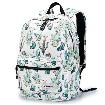 Kinmac Water Resistant Laptop Travel Outdoor Backpack with USB Charging Port for 13 inch 14 inch and 15.6 inch Laptop (Cacti) - color: Cactus