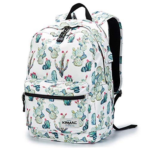 Kinmac Water Resistant Laptop Travel Outdoor Backpack with USB Charging Port for 13 inch 14 inch and 15.6 inch Laptop (Cacti) - color: Cactus