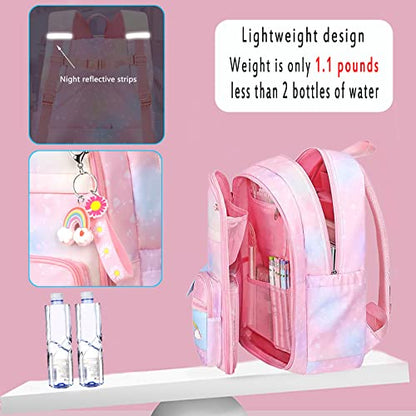 Kawaii Backpack, Pink Backpack for Girls, Kid Starry Rainbow Bookbag, Cute Backpack for Kids, Aesthetic Backpack, Pink - color: Only Pink Kawaii Backpack (1 Pc)