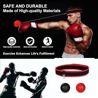 Dermasy® Upgraded Boxing Reflex Ball, Boxing Training Ball with Headband Perfect for Reaction, Punching Speed, Fight Skill, Fitness, Newst Boxing Equipment - style: 2 balls