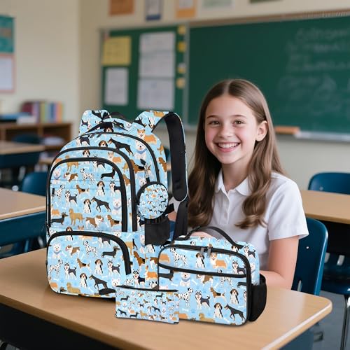 Puppy Backpack for Girls, Girls Backpacks with Lunch Box and Pencil Case for School, Kids Dog Bookbag - color: Dog
