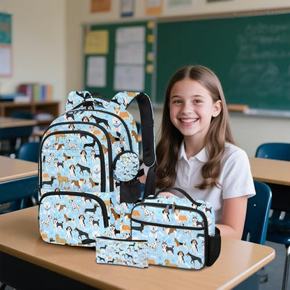 Puppy Backpack for Girls, Girls Backpacks with Lunch Box and Pencil Case for School, Kids Dog Bookbag - color: Dog